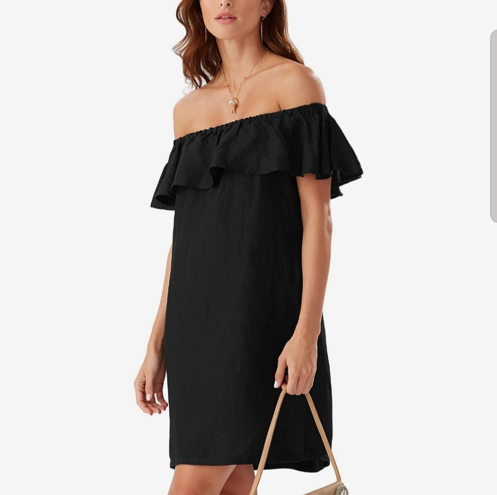 Linen Dye Off-the-shoulder Dress cover up